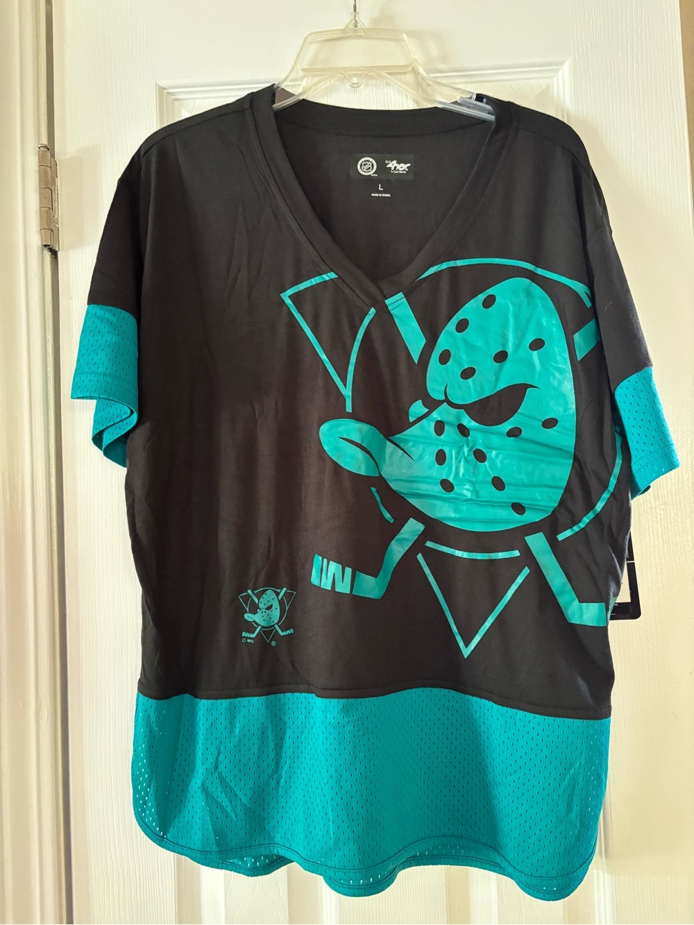 NHL Black and Teal Team Hockey Jersey